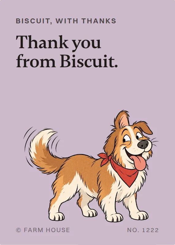 Biscuit thank you card: Thank you from Biscuit.