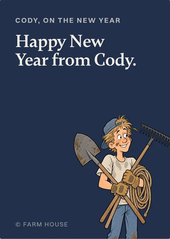Cody new year’s day card: Happy New Year from Cody.
