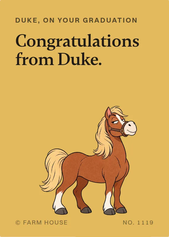 Duke graduation card: Congratulations from Duke.