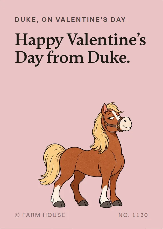 Duke valentine’s day card: Happy Valentine’s Day from Duke.