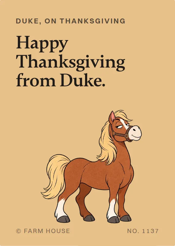Duke thanksgiving card: Happy Thanksgiving from Duke.
