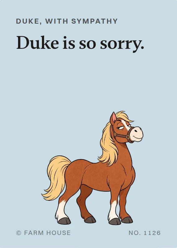 Duke sympathy card: Duke is so sorry.