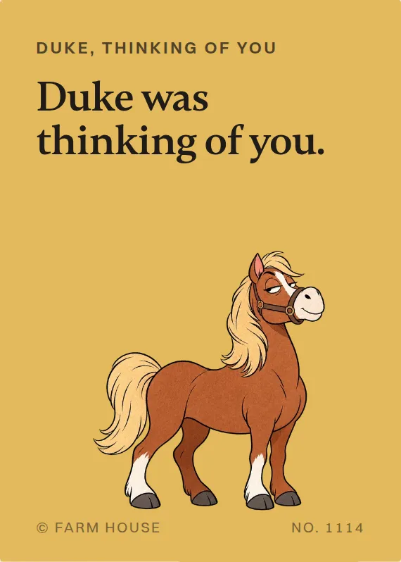 Duke thinking of you card: Duke was thinking of you.