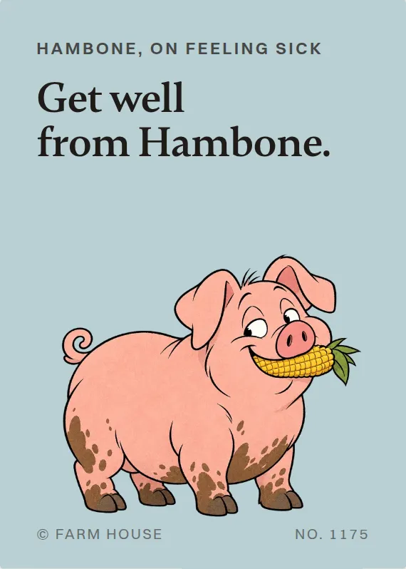 Hambone illness card: Get well from Hambone.