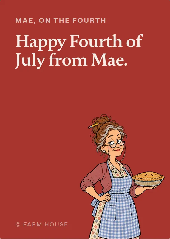 Mae fourth of july card: Happy Fourth of July from Mae.